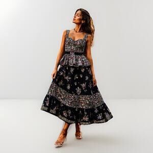Hunter Bell Lacey Dress Bloom Floral Peplum Ruffle Pattern Sz 6 Retired